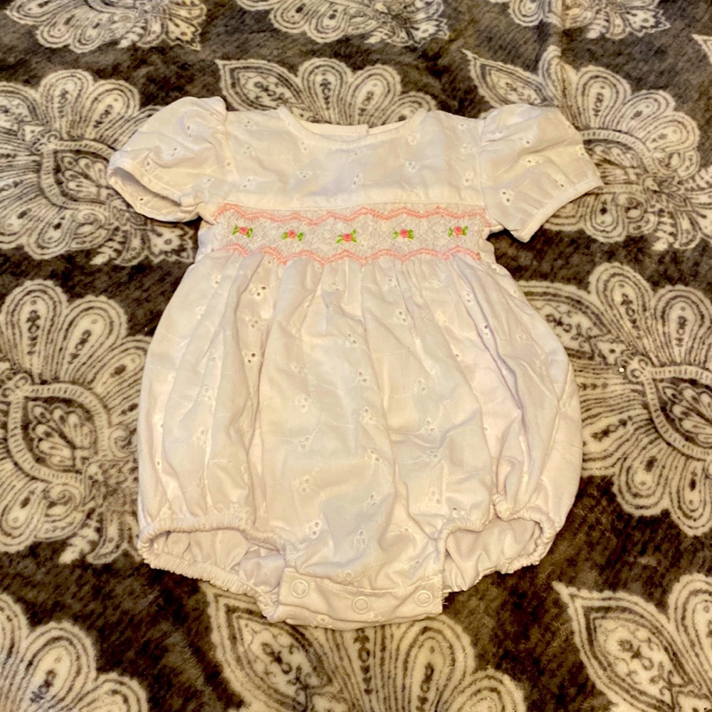 Mia Juiliana Smocking Baby Romper 12m